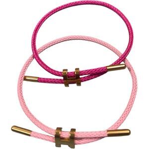 Designer Inspired “H” Pink Blush and Pink Barbie Rope Bracelets Set of 2